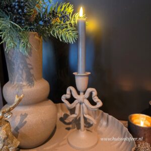 Kandelaar met Strik- Taupe || 20 cm