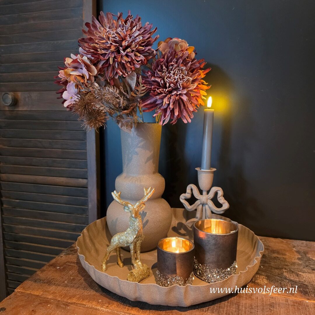 Zijdeboeket van Chrysant & Hortensia || Mauve - Afbeelding 3