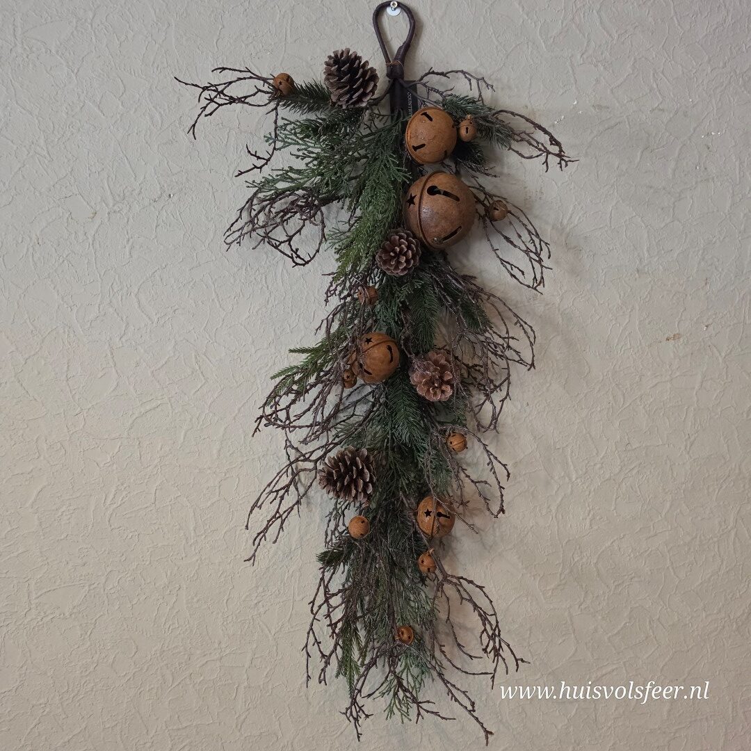 Landelijke Kersttoef met Bellen & Dennenappels || 70 cm - Afbeelding 2