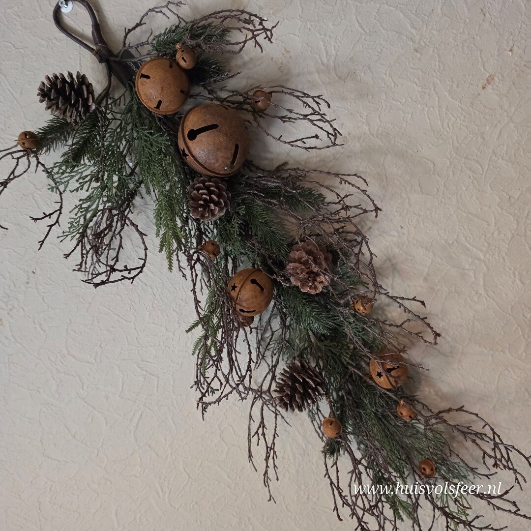 Landelijke Kersttoef met Bellen & Dennenappels || 70 cm - Afbeelding 3