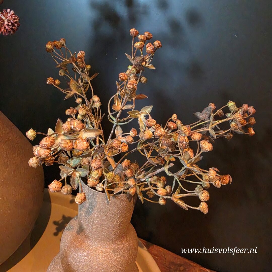 Kunst Bessentakje Exacum- Bruin/ Oranje || 31 cm