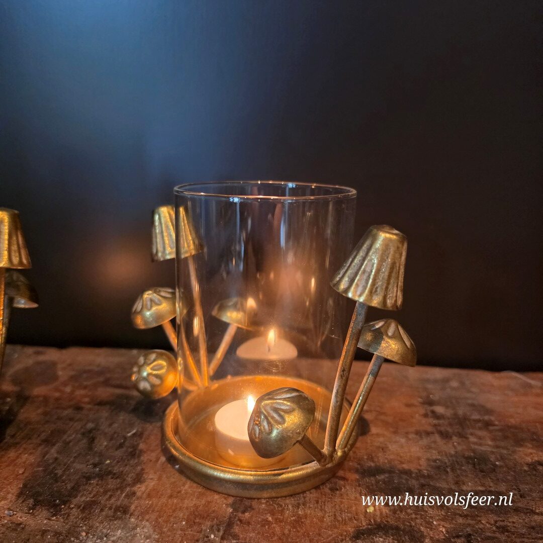 Windlicht Paddenstoel Goud || Small - Afbeelding 8