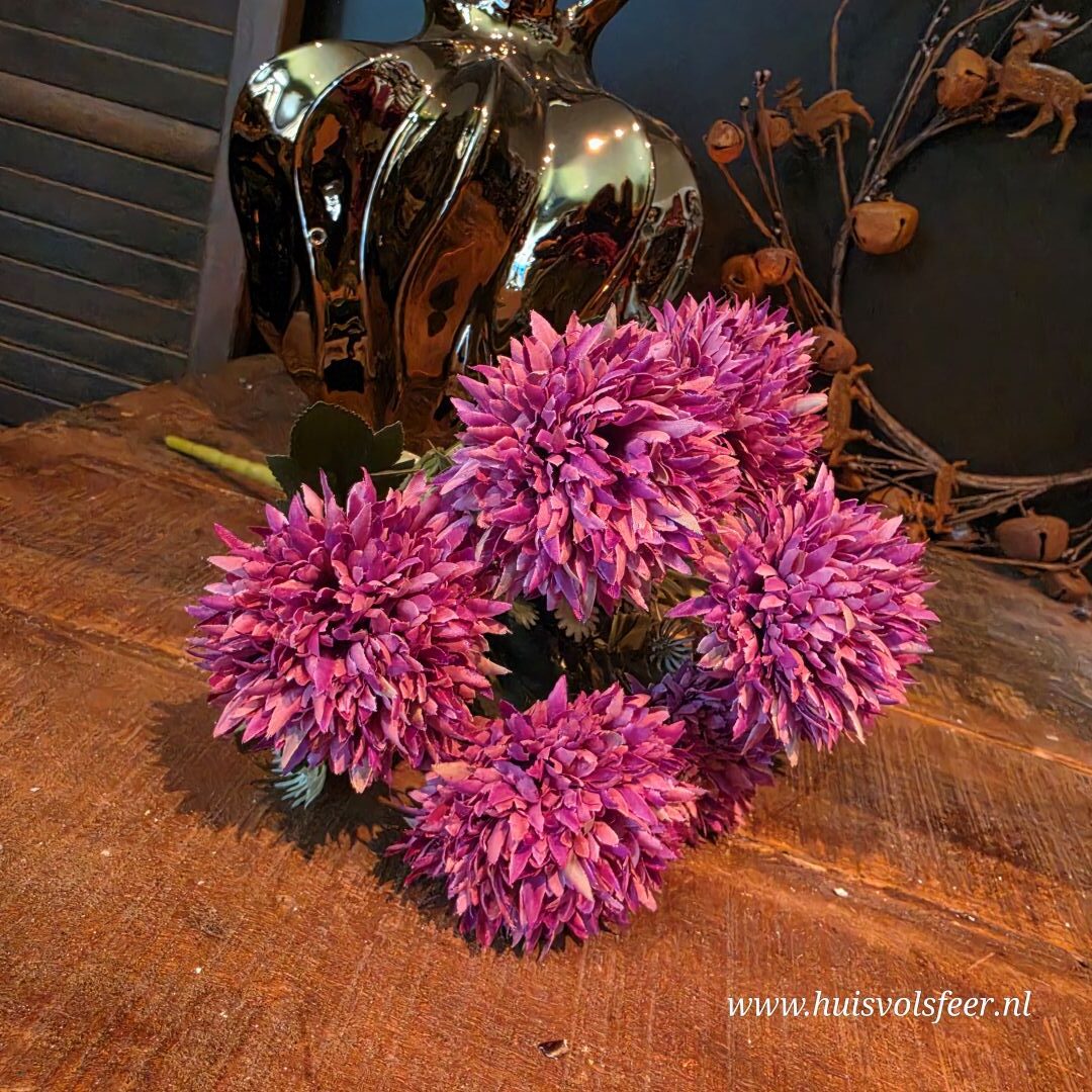 Boeket Chrysanten || Fuchsia/ Paars - Afbeelding 3