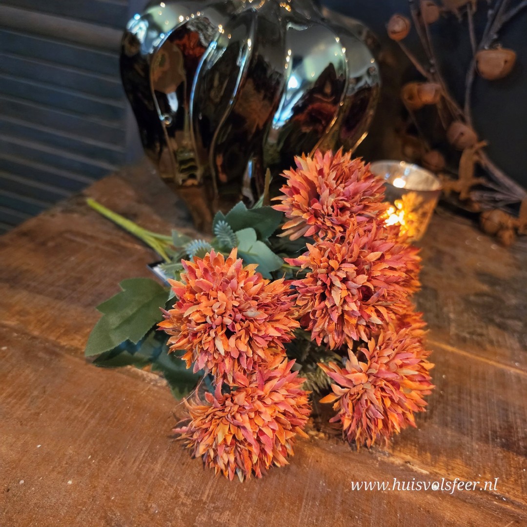 Boeket Chrysanten || Oranje/ Roest - Afbeelding 5