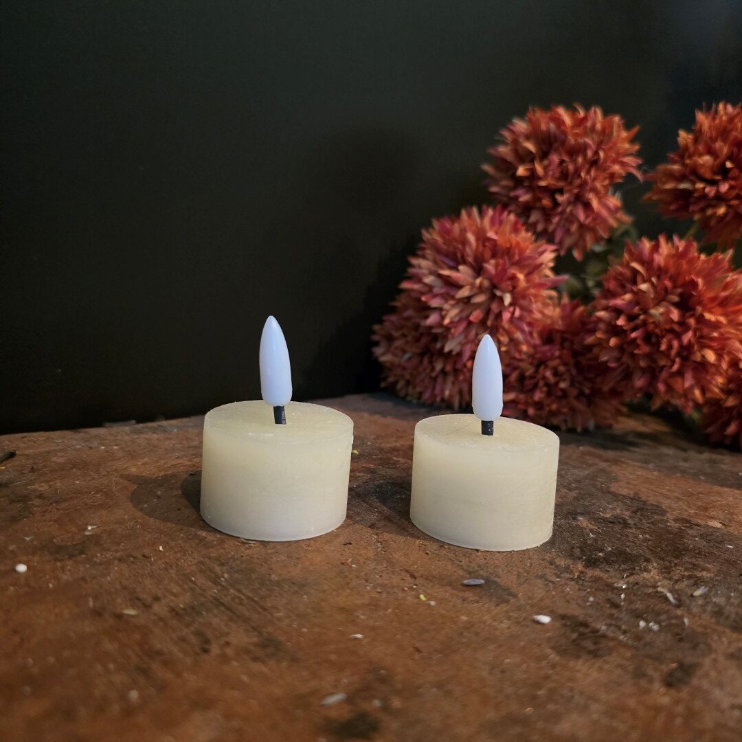 Set van 2 Waxinelichten Led Wax- Crème || Elegance - Afbeelding 3