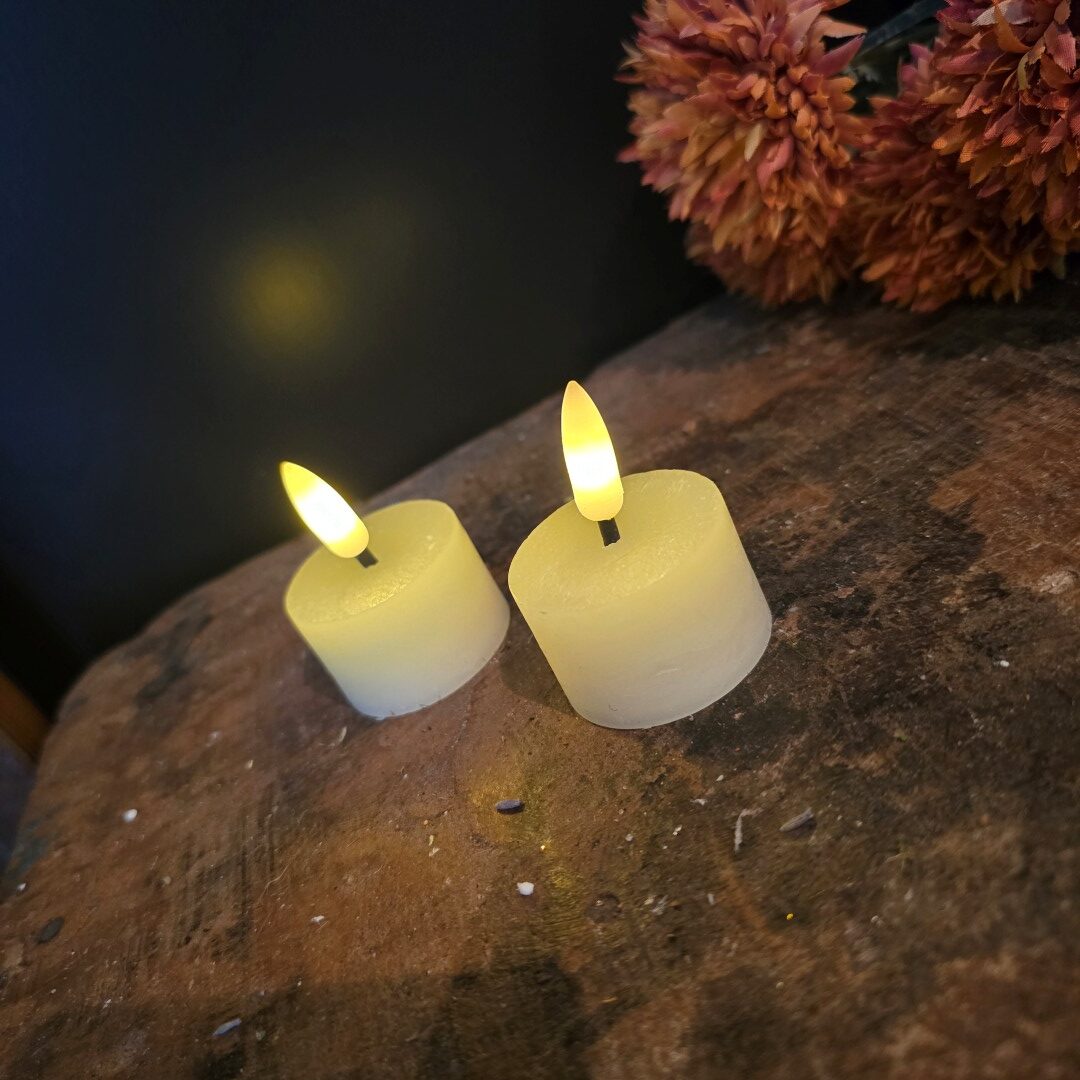 Set van 2 Waxinelichten Led Wax- Crème || Elegance - Afbeelding 2