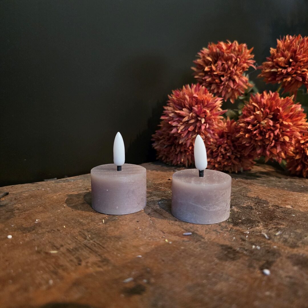 Set van 2 Waxinelichten Led Wax- Grijs/ Taupe || Elegance - Afbeelding 4