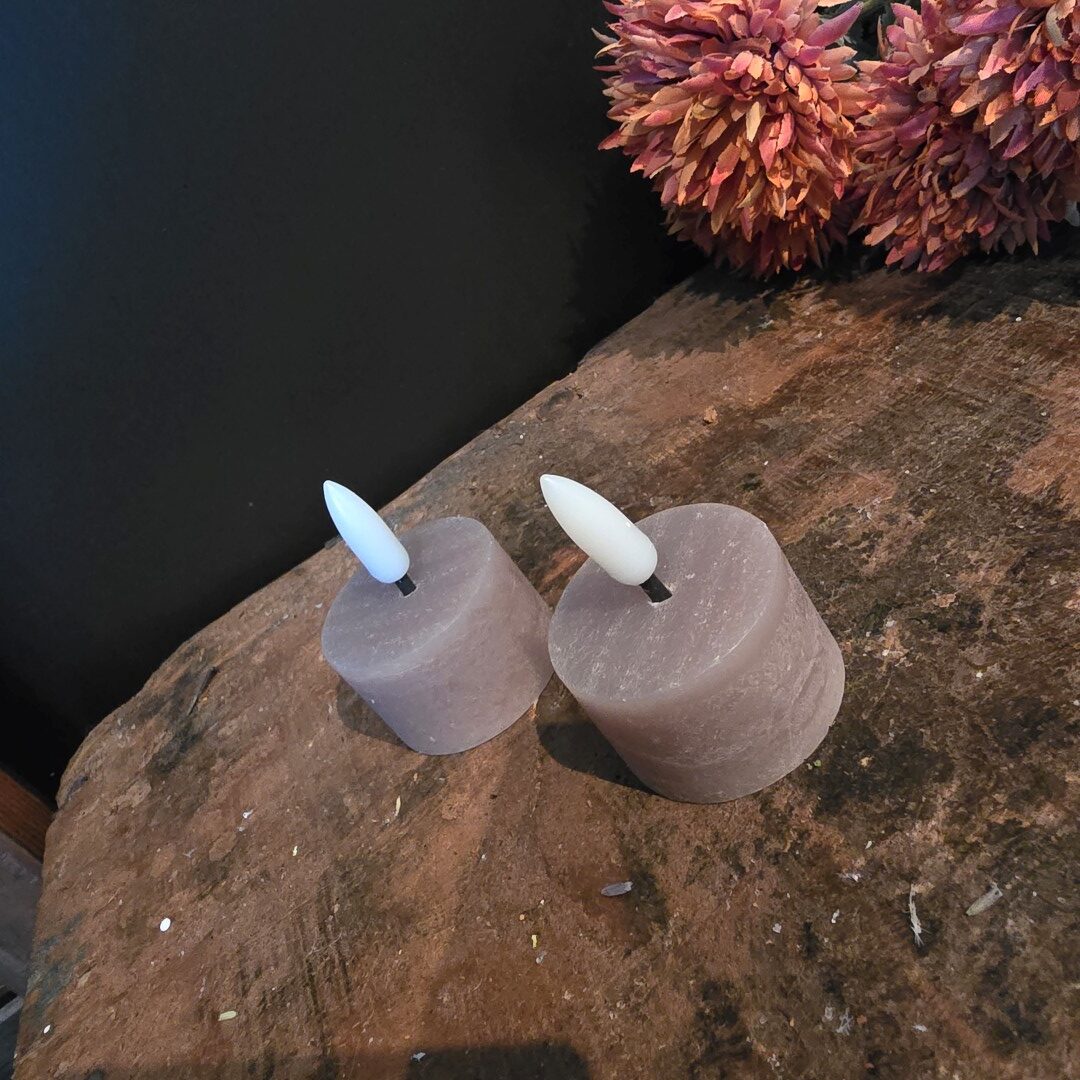 Set van 2 Waxinelichten Led Wax- Grijs/ Taupe || Elegance - Afbeelding 5