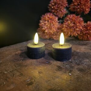Set van 2 Waxinelichten Led Wax- Zwart || Elegance