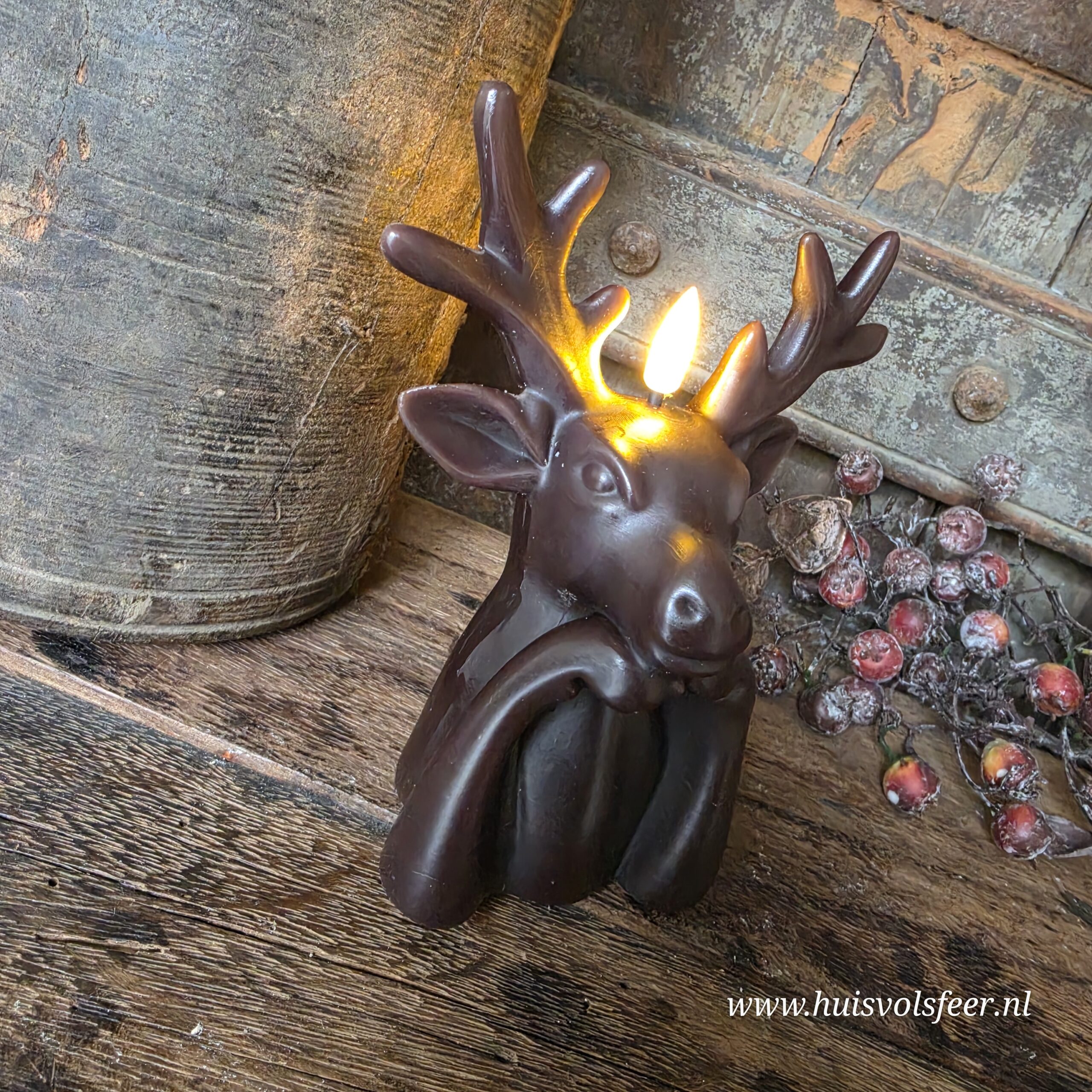 Led Wax Kaars Hert- Grijs/ Bruin || Elegance - Afbeelding 2