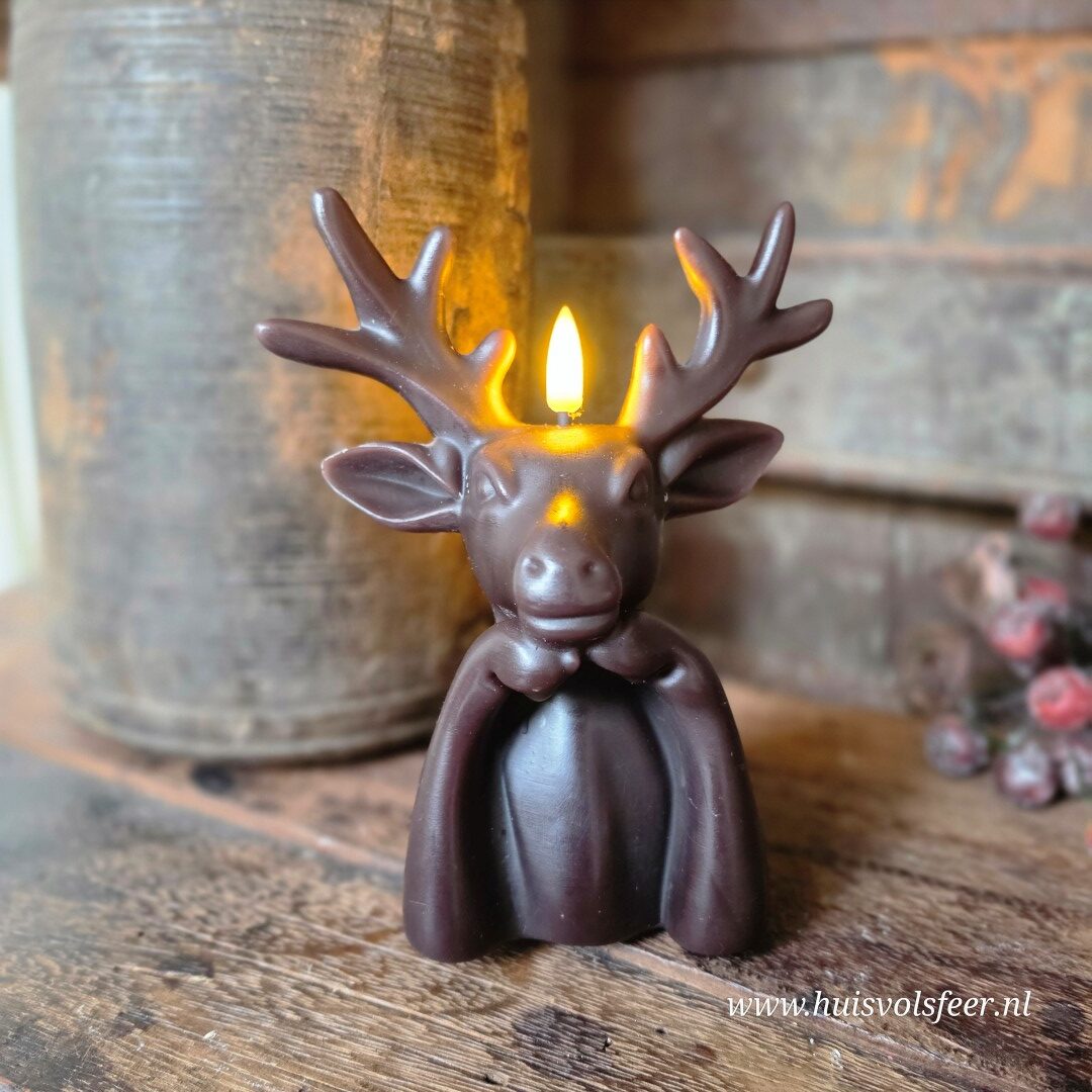 Led Wax Kaars Hert- Grijs/ Bruin || Elegance - Afbeelding 3