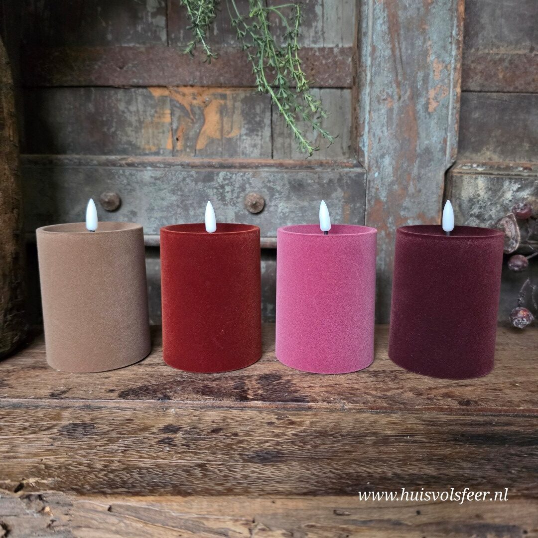 Stompkaars Led Velvet Ø7,5 x H10 cm- Paars || Elegance - Afbeelding 6