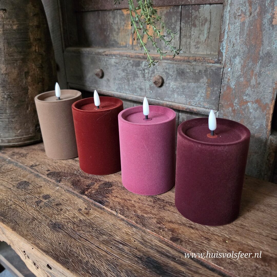Stompkaars Led Velvet Ø7,5 x H10 cm- Paars || Elegance - Afbeelding 7