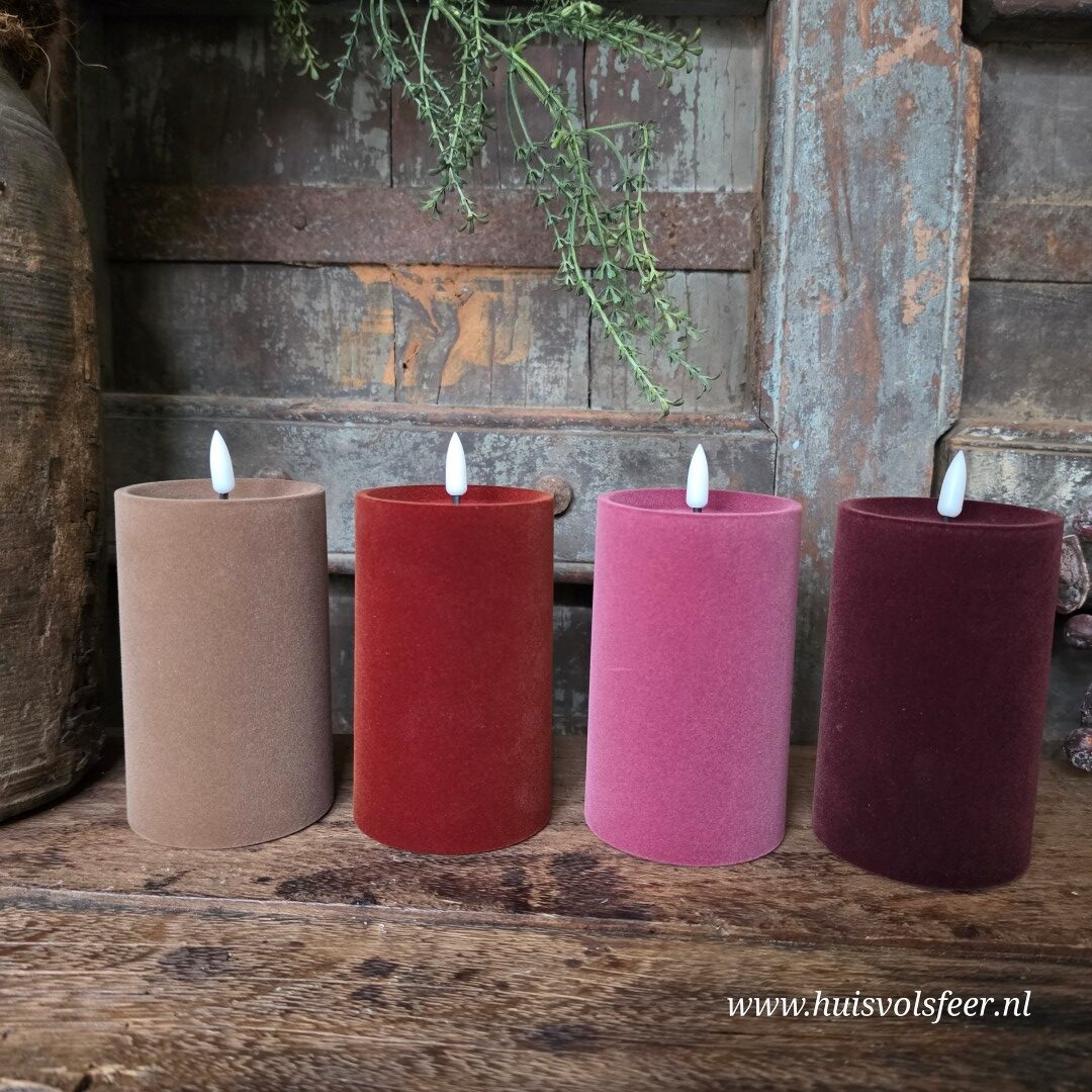 Stompkaars Led Velvet Ø7,5 x H10 cm- Fuchsia || Elegance - Afbeelding 5