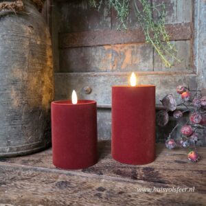 Stompkaars Led Velvet Ø7,5 x H12,5 cm- Amber/ Bruin || Elegance
