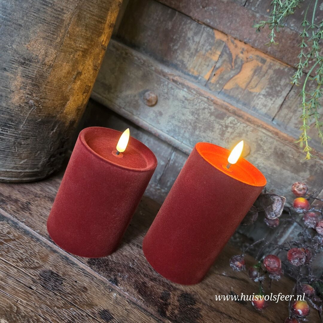 Stompkaars Led Velvet Ø7,5 x H10 cm- Amber/ Bruin || Elegance - Afbeelding 2