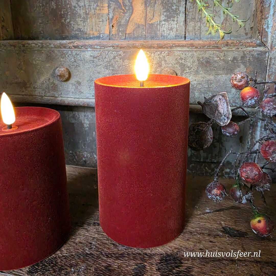 Stompkaars Led Velvet Ø7,5 x H12,5 cm- Amber/ Bruin || Elegance - Afbeelding 3