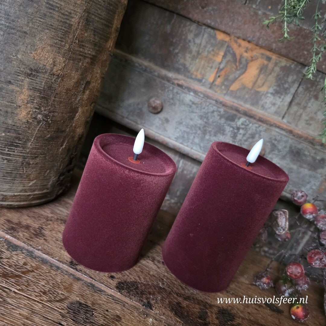 Stompkaars Led Velvet Ø7,5 x H10 cm- Paars || Elegance - Afbeelding 4