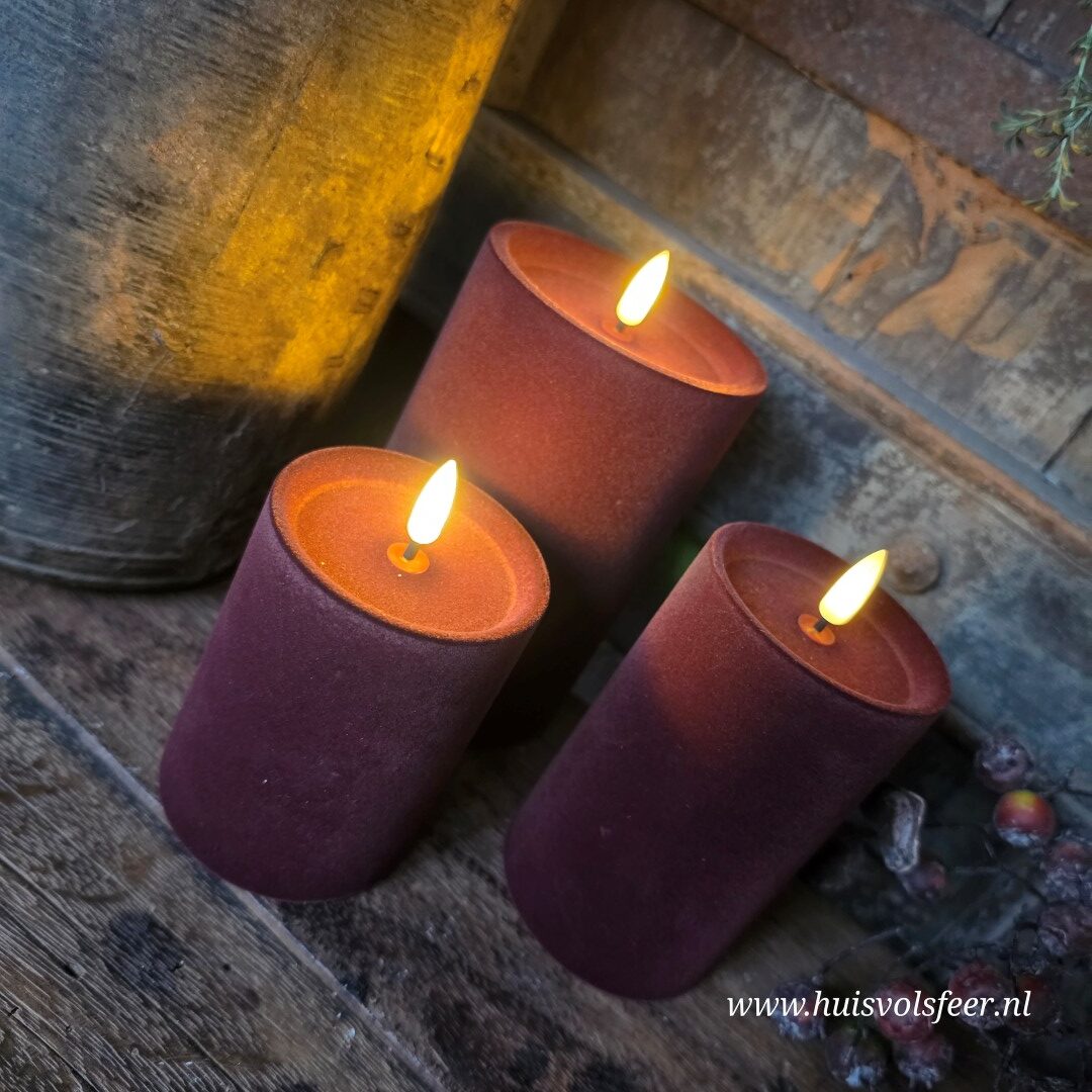 Stompkaars Led Velvet Ø10 x H15 cm- Paars || Elegance - Afbeelding 6