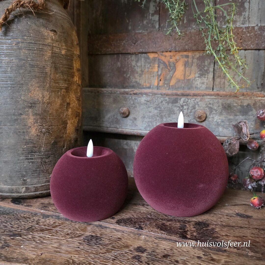 Bolkaars Led Velvet Ø12 x H11 cm- Paars || Elegance - Afbeelding 6
