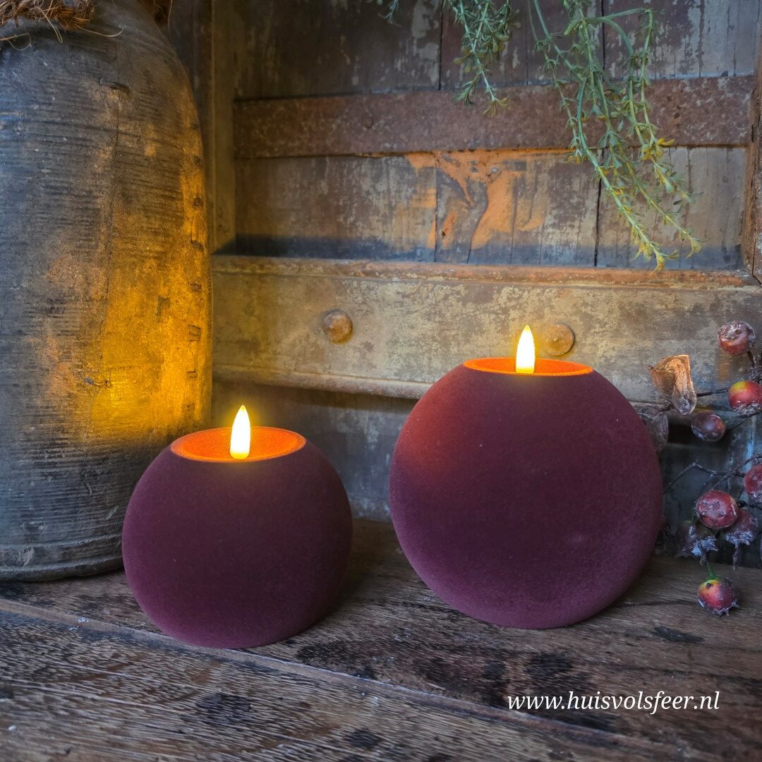 Bolkaars Led Velvet Ø12 x H11 cm- Paars || Elegance