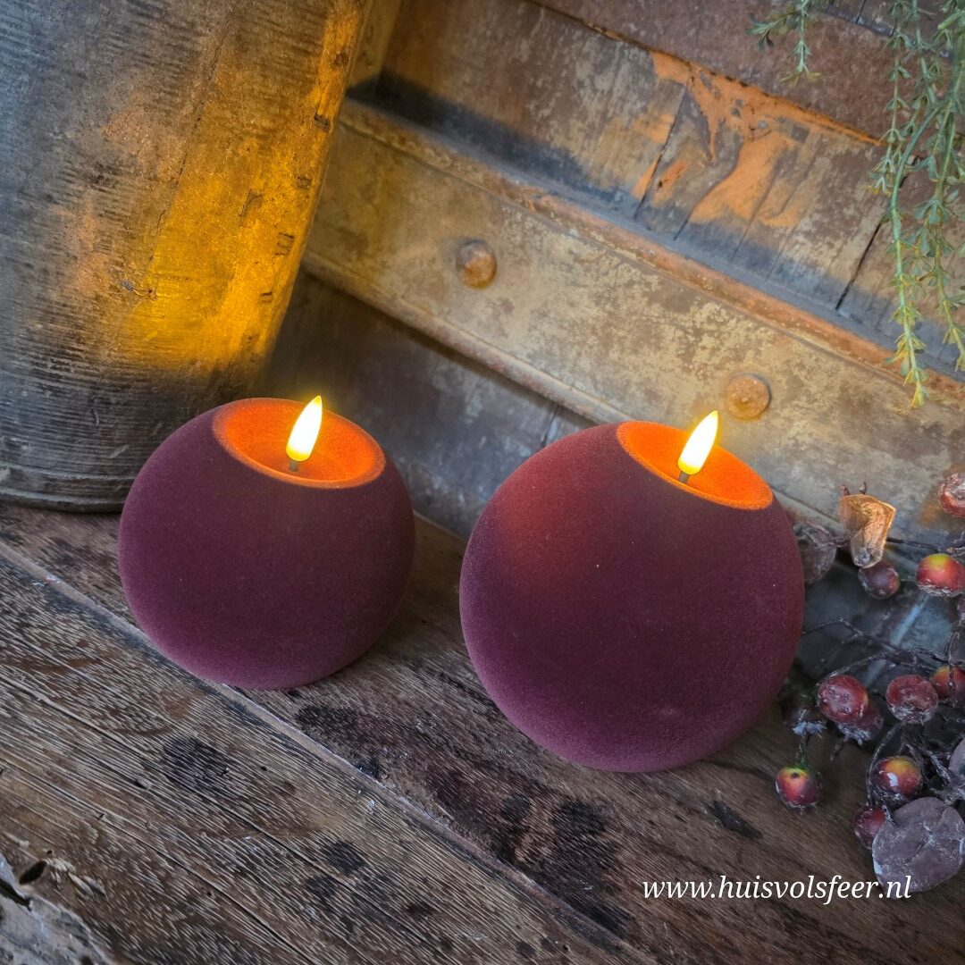 Bolkaars Led Velvet Ø12 x H11 cm- Paars || Elegance - Afbeelding 2
