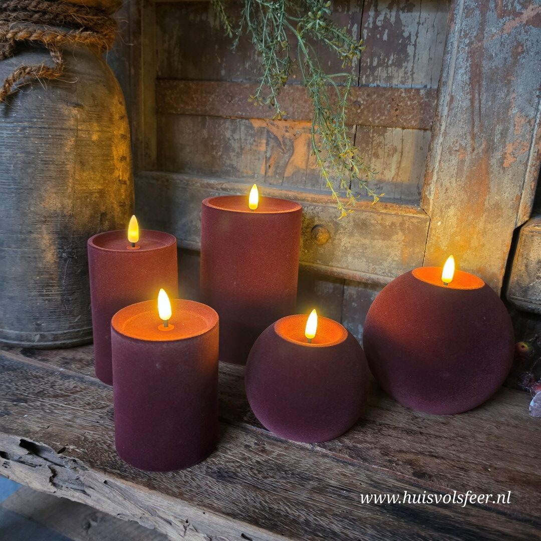 Bolkaars Led Velvet Ø12 x H11 cm- Paars || Elegance - Afbeelding 3