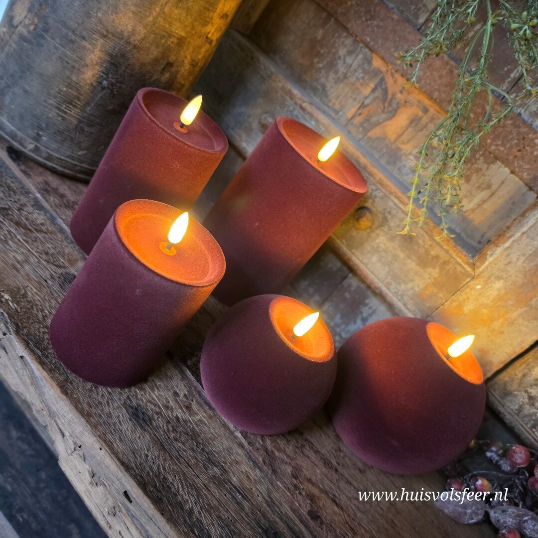 Bolkaars Led Velvet Ø12 x H11 cm- Paars || Elegance - Afbeelding 4