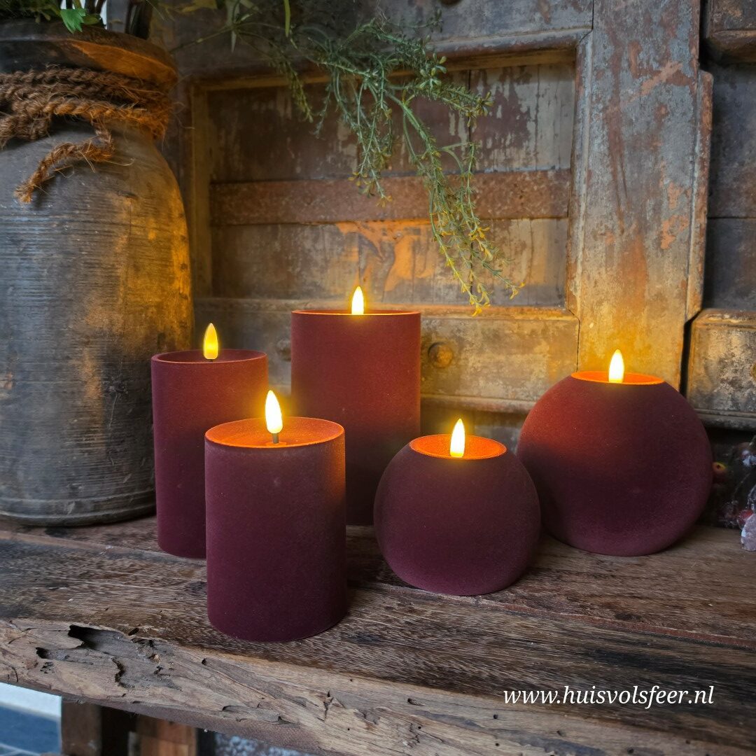 Bolkaars Led Velvet Ø12 x H11 cm- Paars || Elegance - Afbeelding 5