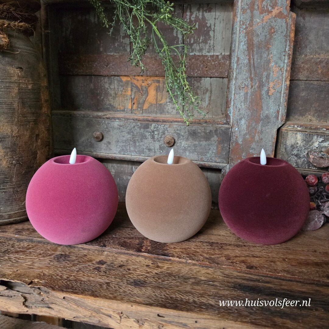 Bolkaars Led Velvet Ø12 x H11 cm- Paars || Elegance - Afbeelding 8