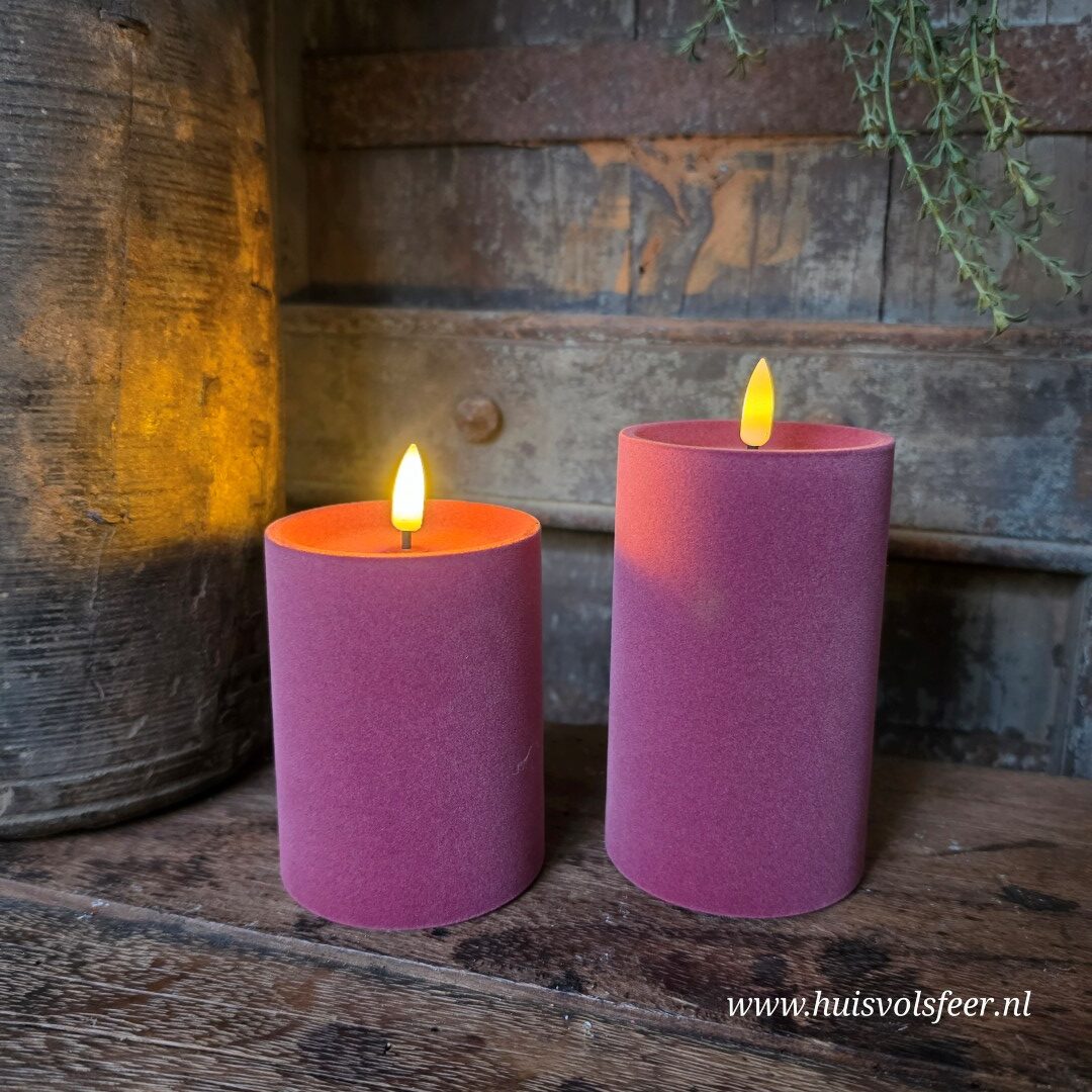 Stompkaars Led Velvet Ø7,5 x H10 cm- Fuchsia || Elegance
