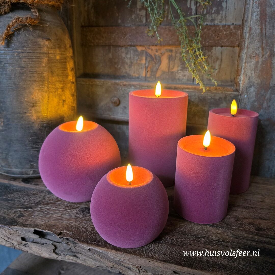 Bolkaars Led Velvet Ø10 x H7,8 cm- Fuchsia || Elegance - Afbeelding 4