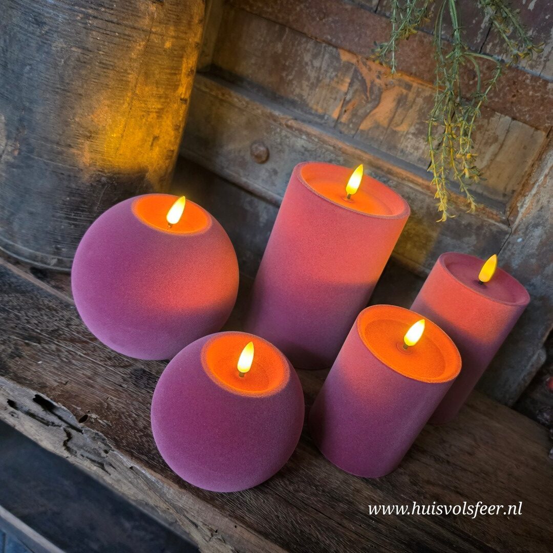 Bolkaars Led Velvet Ø10 x H7,8 cm- Fuchsia || Elegance - Afbeelding 5