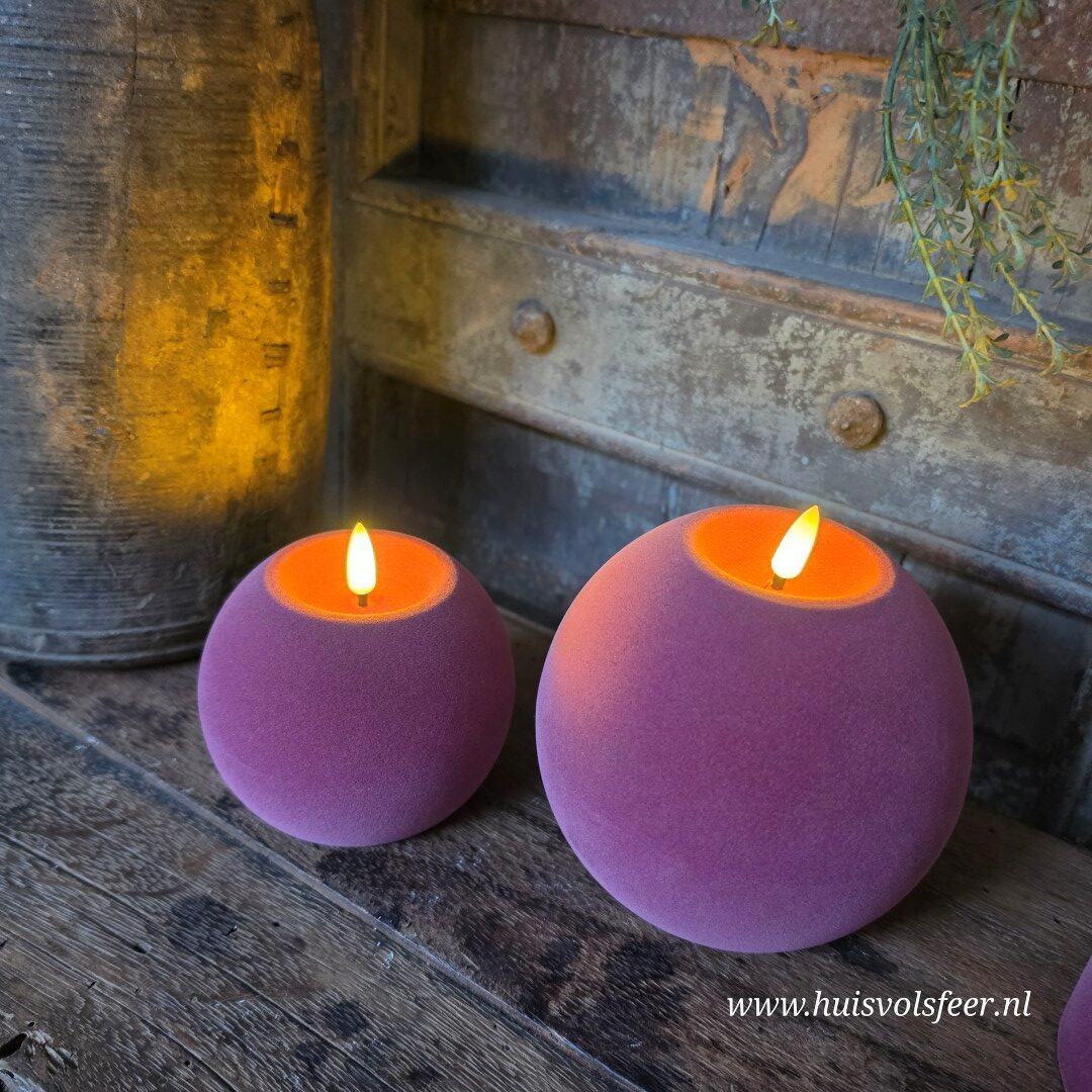 Bolkaars Led Velvet Ø10 x H7,8 cm- Fuchsia || Elegance - Afbeelding 2