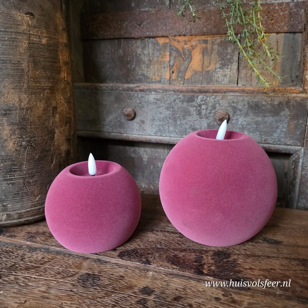Bolkaars Led Velvet Ø10 x H7,8 cm- Fuchsia || Elegance - Afbeelding 3