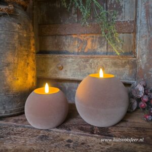 Bolkaars Led Velvet Ø10 x H7,8 cm- Taupe || Elegance