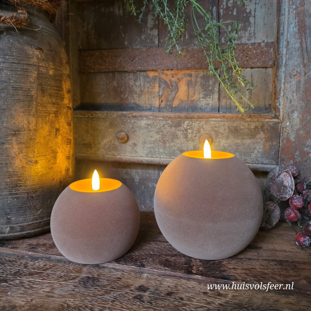 Bolkaars Led Velvet Ø10 x H7,8 cm- Taupe || Elegance