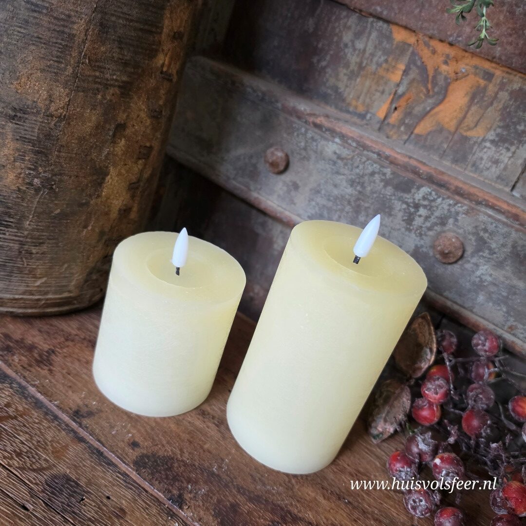 Stompkaars Led Wax Ø7,5 x H8 cm- Crème || Elegance - Afbeelding 5