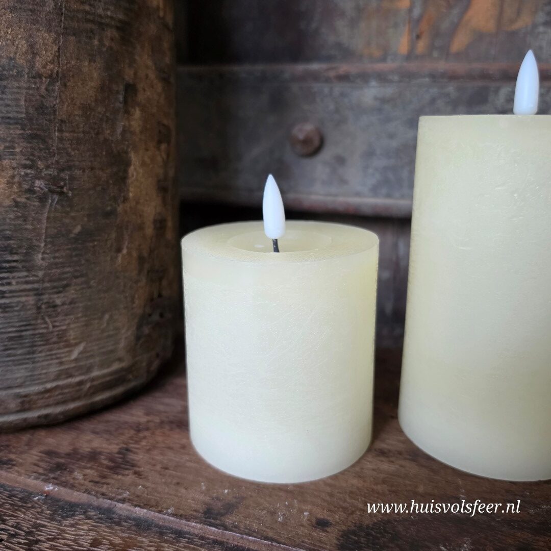 Stompkaars Led Wax Ø7,5 x H8 cm- Crème || Elegance - Afbeelding 6