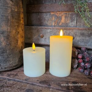 Stompkaars Led Wax Ø7,5 x H12,5 cm- Crème || Elegance