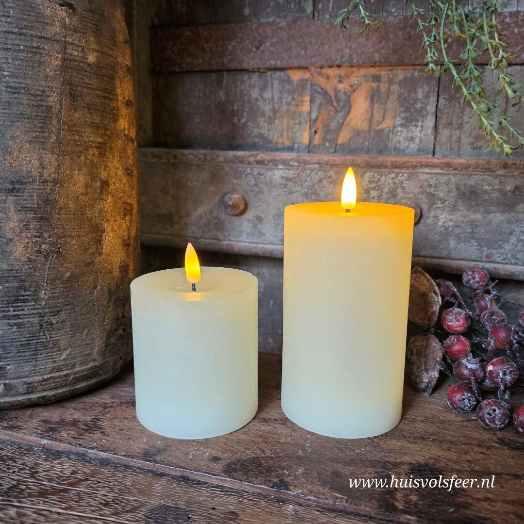 Stompkaars Led Wax Ø7,5 x H8 cm- Crème || Elegance