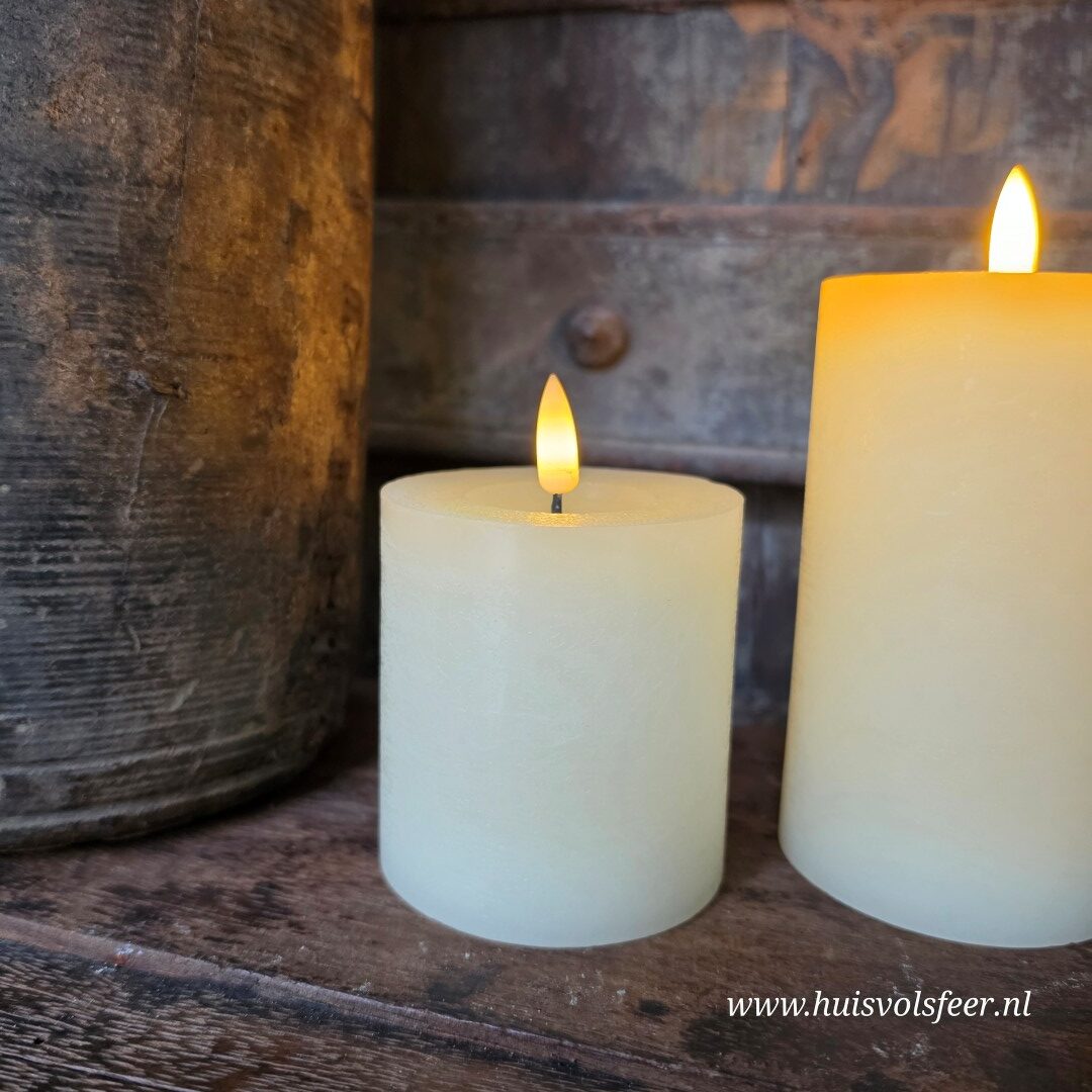 Stompkaars Led Wax Ø7,5 x H8 cm- Crème || Elegance - Afbeelding 3