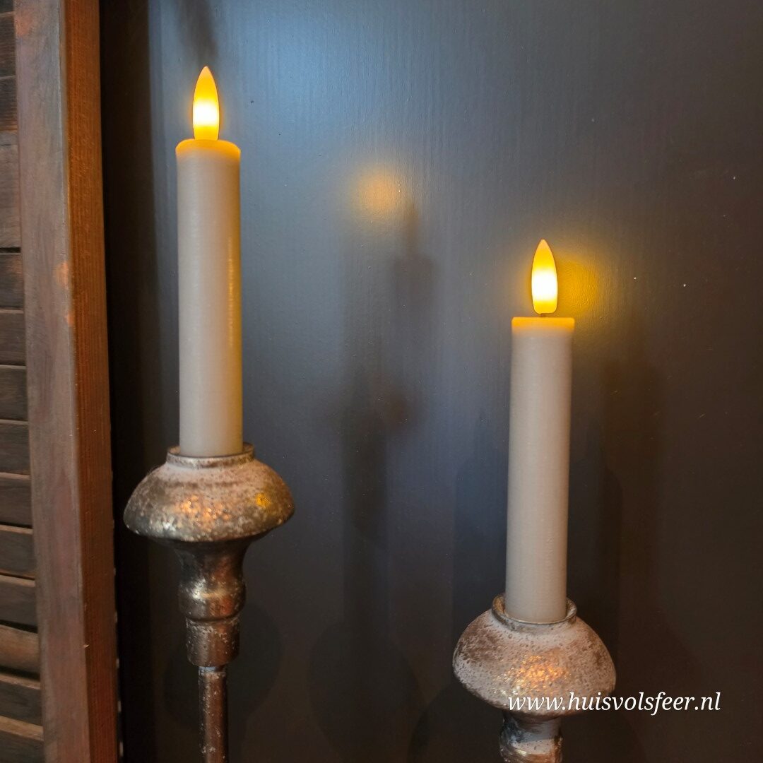 Set van 2 Dinerkaarsen Led Wax- Grijs/ Taupe || Elegance - Afbeelding 4