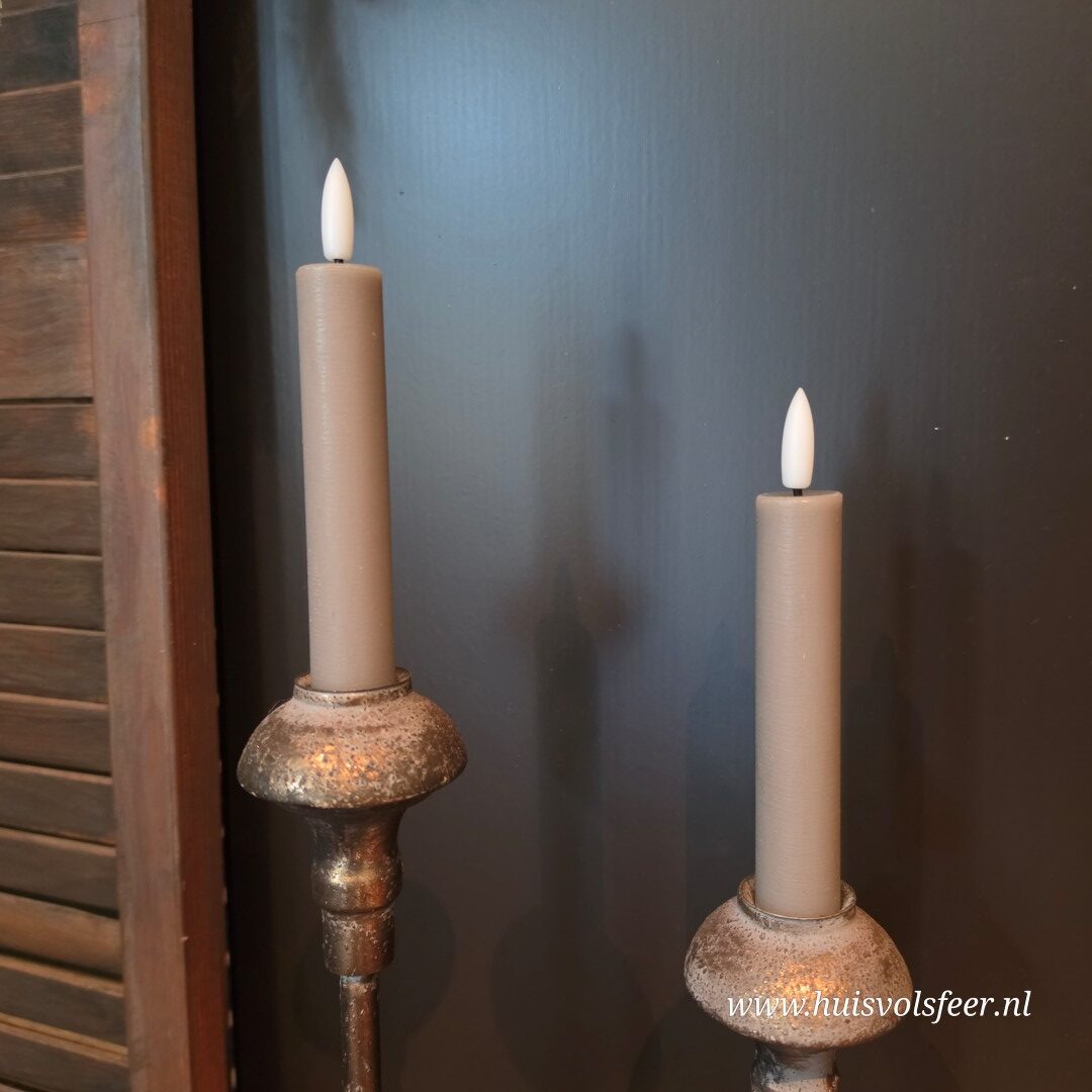 Set van 2 Dinerkaarsen Led Wax- Grijs/ Taupe || Elegance - Afbeelding 5