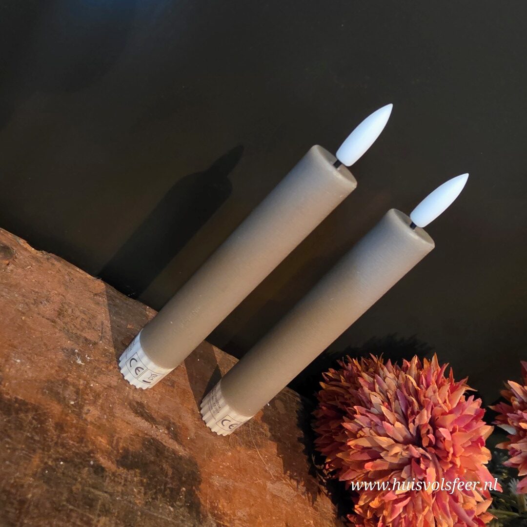 Set van 2 Dinerkaarsen Led Wax- Grijs/ Taupe || Elegance - Afbeelding 9