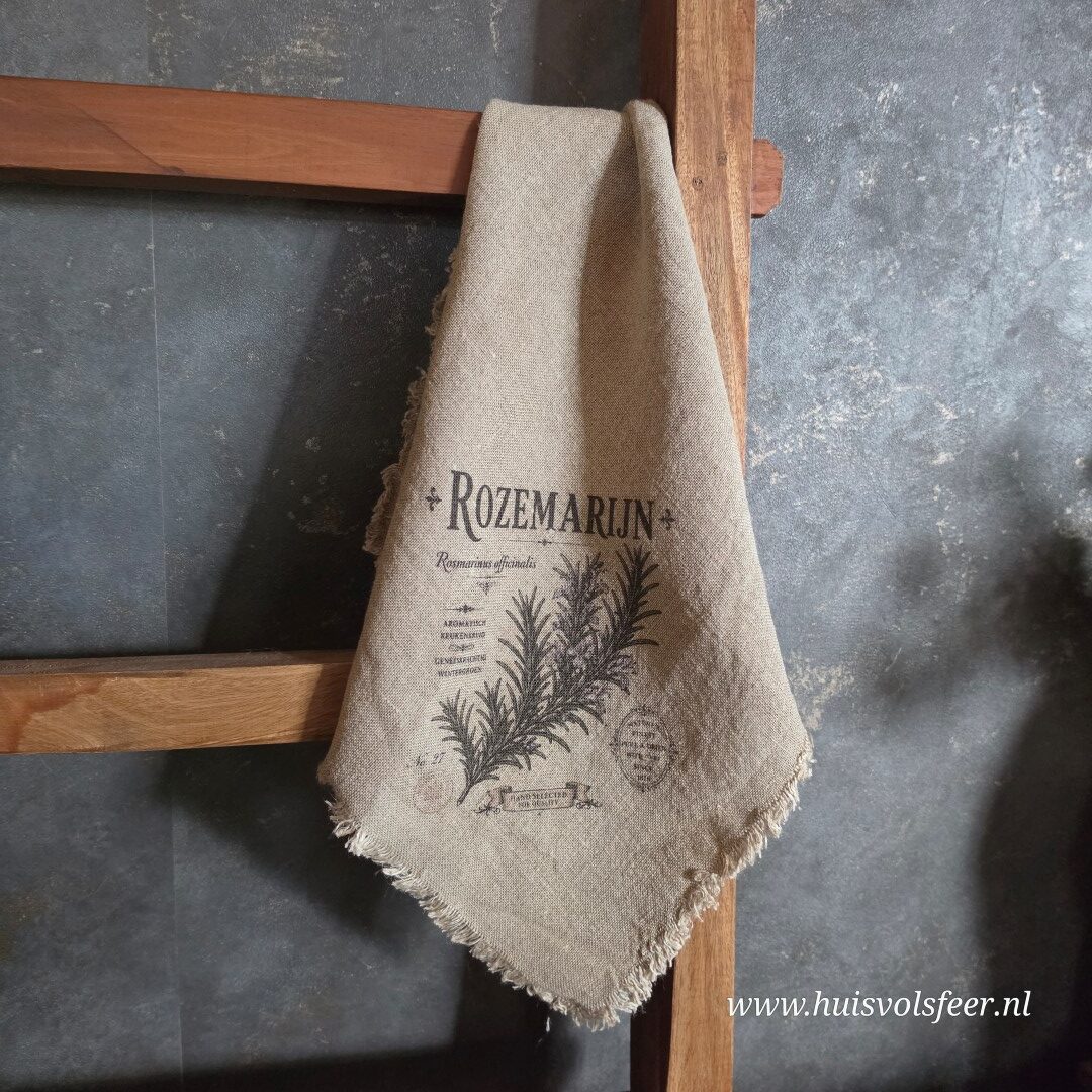 Shabby Doek met Zeiloog || Keukenkruiden Rozemarijn - Afbeelding 2