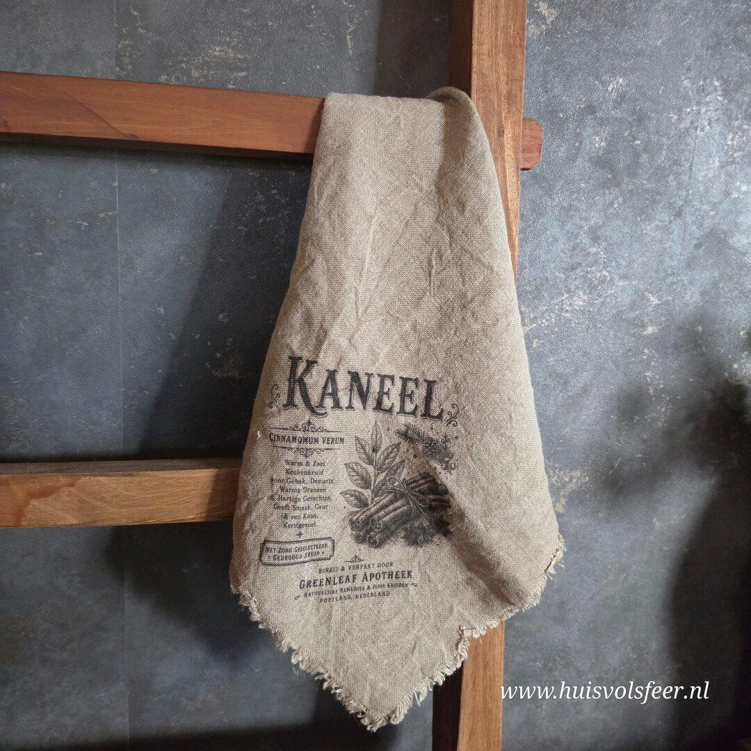 Shabby Doek met Zeiloog || Keukenkruiden Kaneel - Afbeelding 2