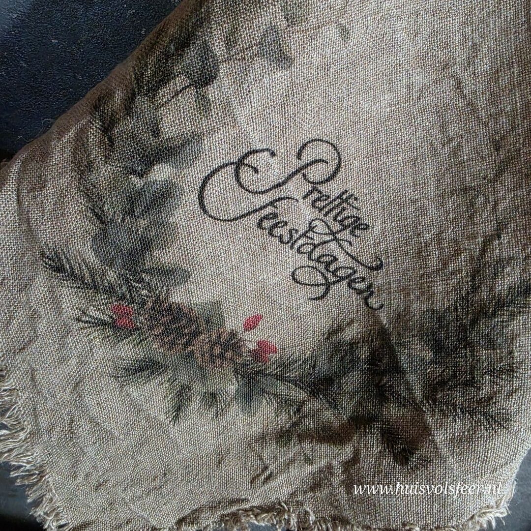 Linnen Shabby Doek New || Prettige Feestdagen - Afbeelding 3