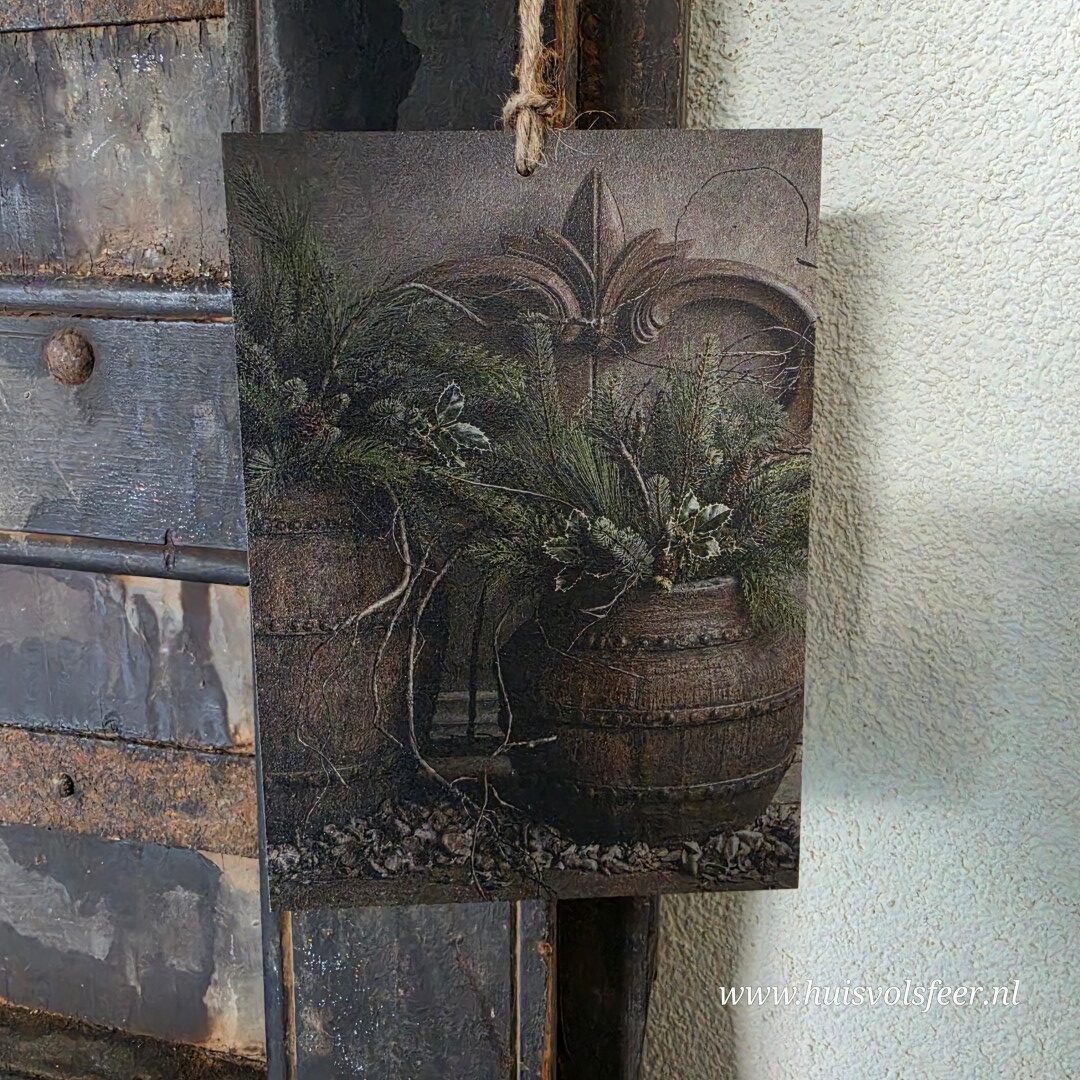 Houten bordje met touw || 2 Houten Potten - Afbeelding 2