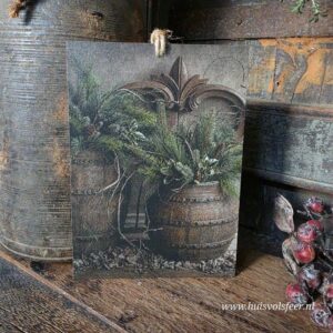 Houten bordje met touw || 2 Houten Potten